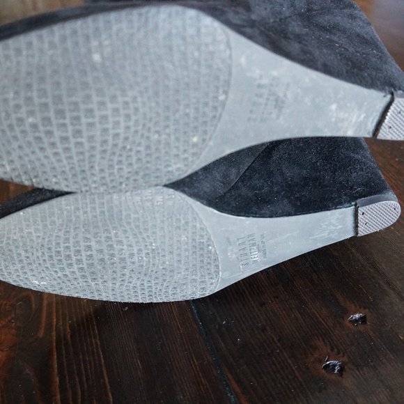 Stuart Weitzman Black Suede Knee High Wedge Boot - Picture 11 of 12